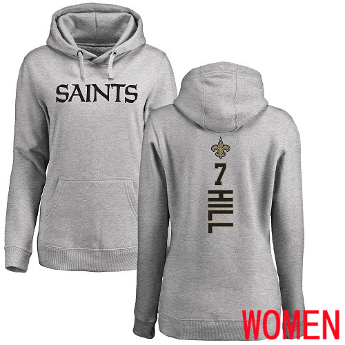 New Orleans Saints Ash Women Taysom Hill Backer NFL Football #7 Pullover Hoodie Sweatshirts